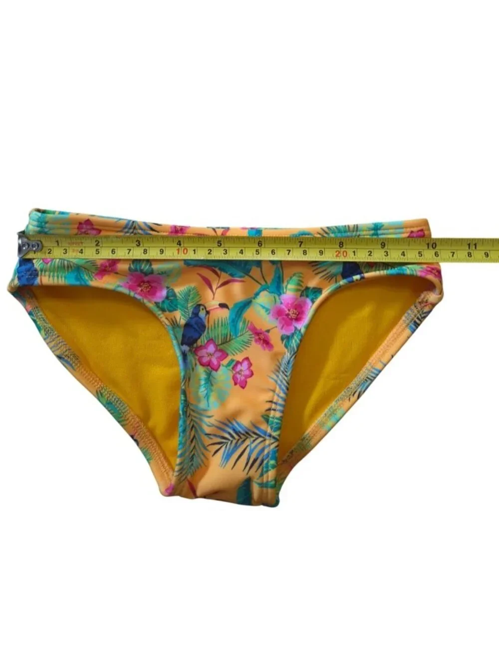 Girls XS 4/5 Floral Ruffle Bikini Set Yellow Tropical Two-Piece Swimsuit NWT.
